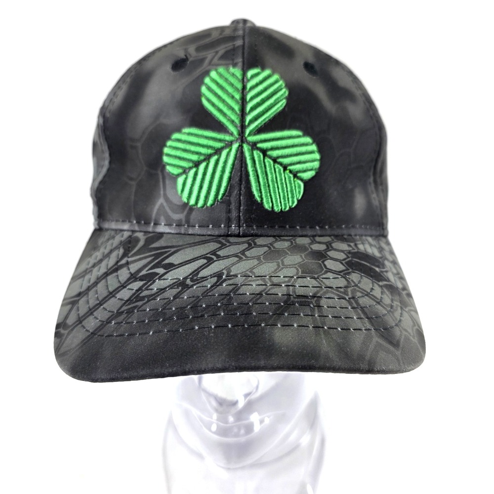 Black Green 3-Leaf Shamrock Clover Hat Cap Lucky Irish Kryptek Camo Adjustable